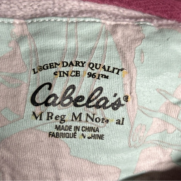 Cabela’s Women’s Pink Tree Print Logo Pullover Drawstring Hoodie Pockets Outdoor - Picture 12 of 13